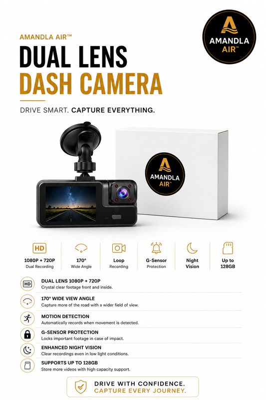 Amandla Air™ Dual Lens Dash Camera